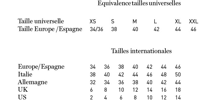 Guide des tailles