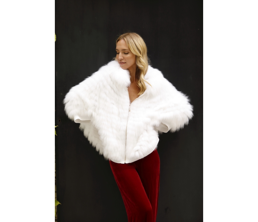 Winter of white fur jackets and vests