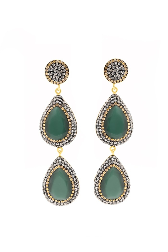 Boucle d'oreille Estelle Tailles Une taille  Couleurs Vert foncé 