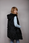 Reversible rabbit fur jacket convertible to vest Thila Sizes S Colours Black